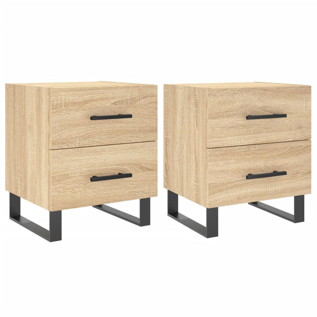 sengeborde 2 stk. 40x35x47,5 cm konstrueret træ sonoma-eg
