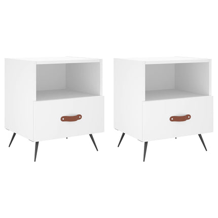 sengeborde 2 stk. 40x35x47,5 cm konstrueret træ hvid