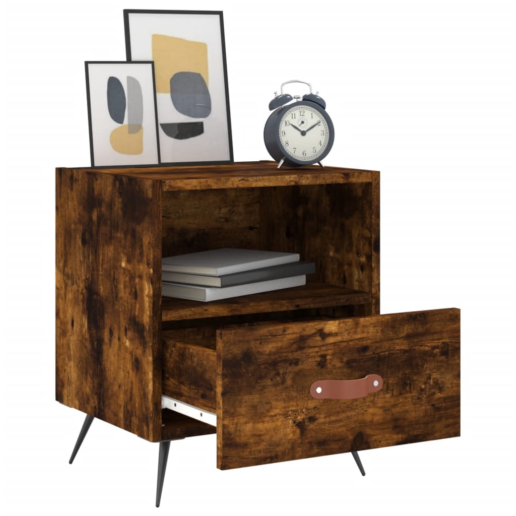 sengebord 40x35x47,5 cm konstrueret træ røget egetræ