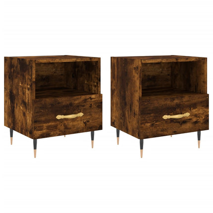 sengeborde 2 stk. 40x35x47,5 cm konstrueret træ røget egetræ
