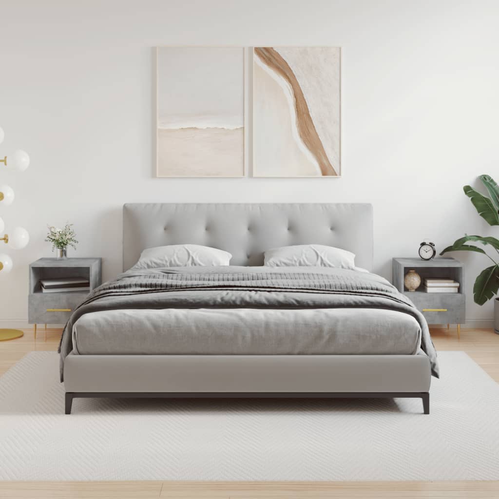 sengeborde 2 stk. 40x35x47,5 cm konstrueret træ betongrå
