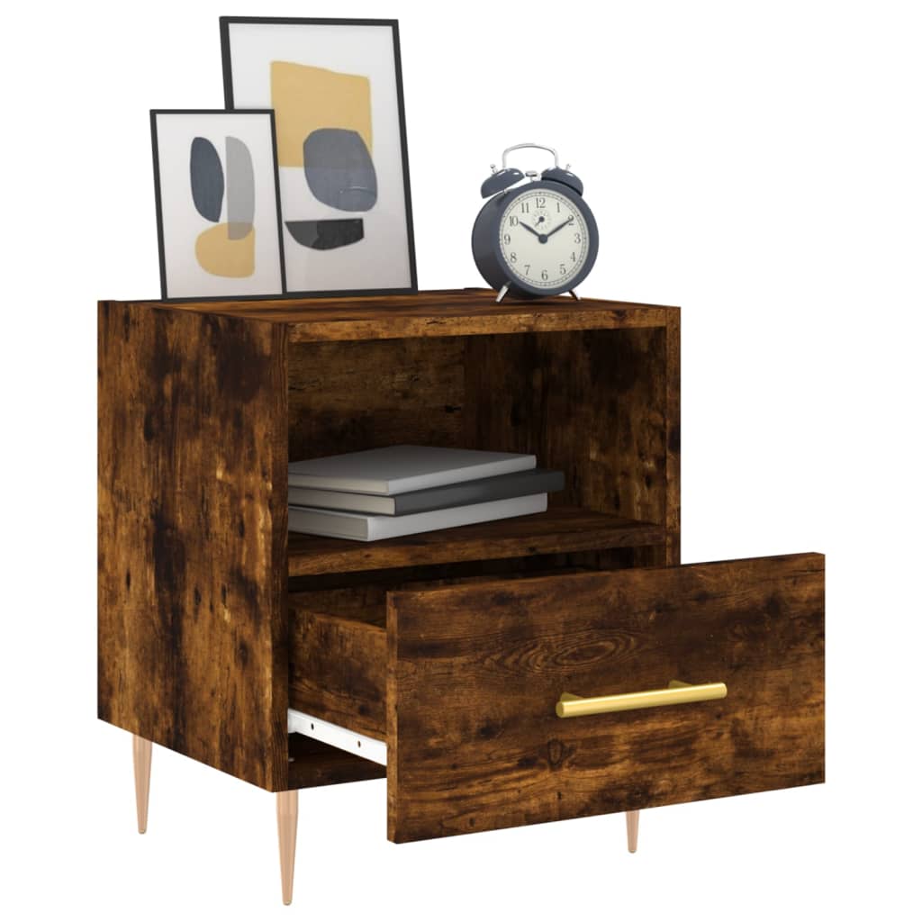 sengebord 40x35x47,5 cm konstrueret træ røget egetræ