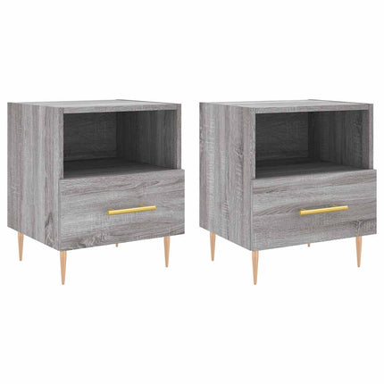 sengeborde 2 stk. 40x35x47,5 cm konstrueret træ grå sonoma-eg