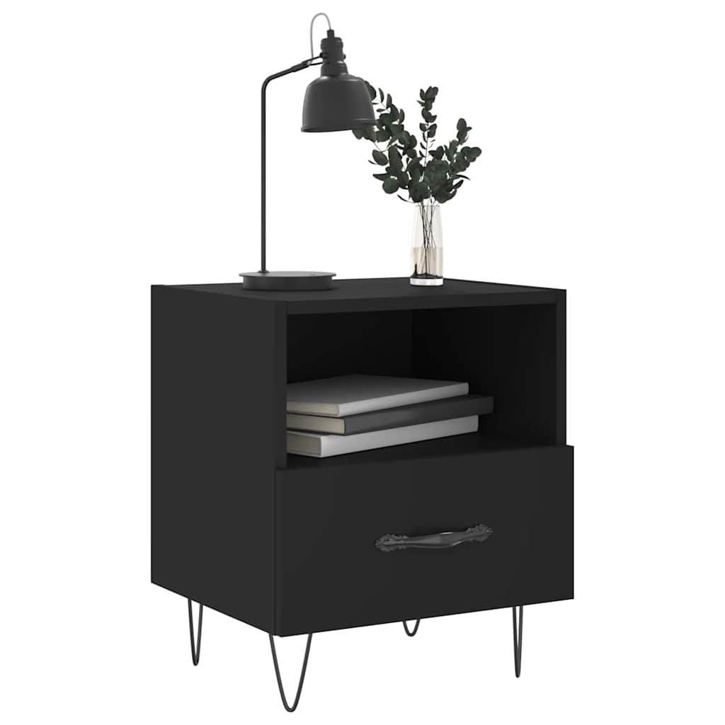 sengeborde 2 stk. 40x35x47,5 cm konstrueret træ sort