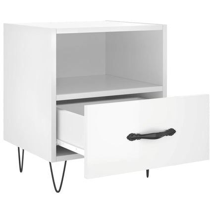 sengeborde 2 stk. 40x35x47,5 cm konstrueret træ hvid højglans