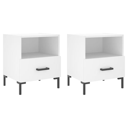 sengeborde 2 stk. 40x35x47,5 cm konstrueret træ hvid