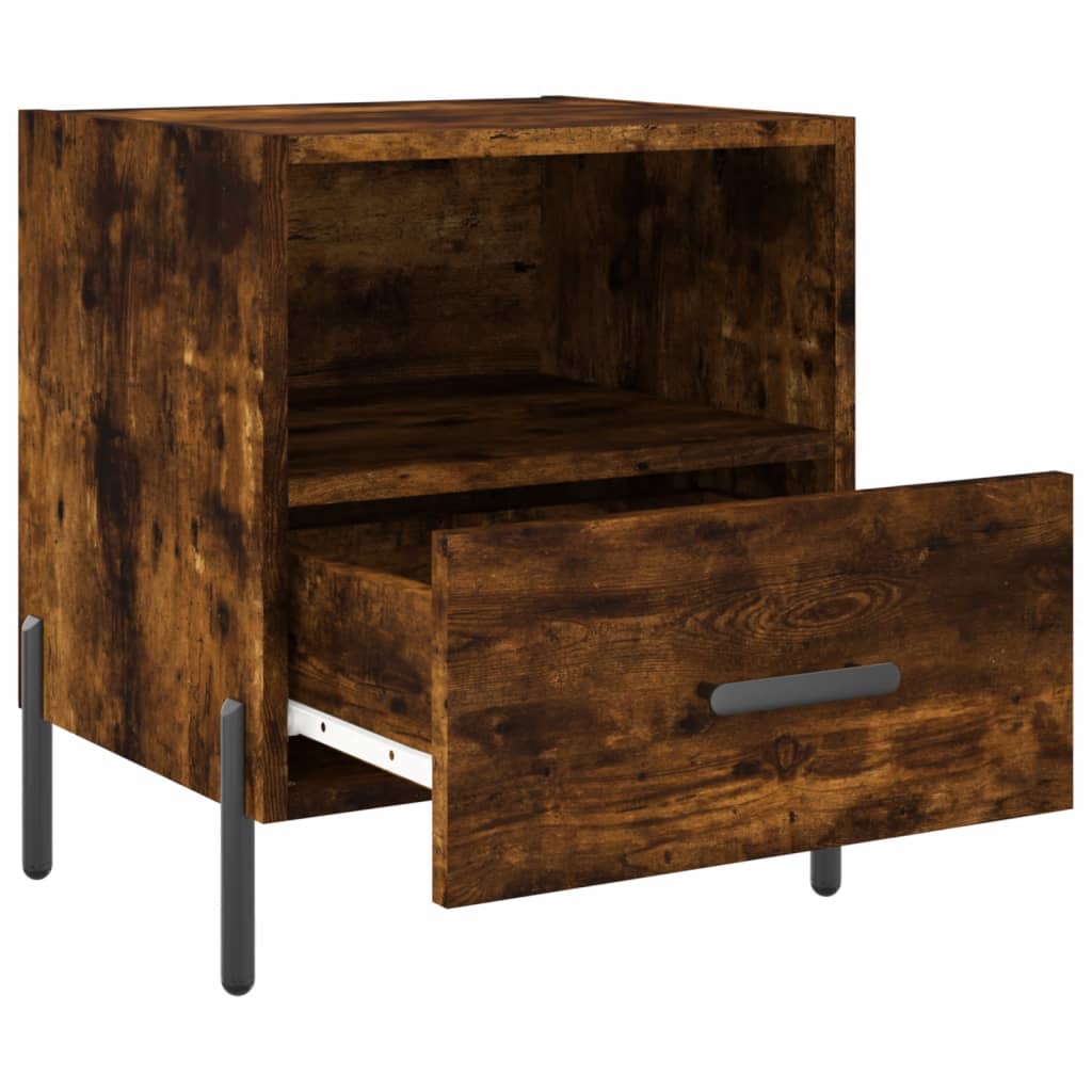 sengeborde 2 stk. 40x35x47,5 cm konstrueret træ røget egetræ