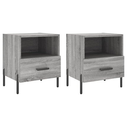 sengeborde 2 stk. 40x35x47,5 cm konstrueret træ grå sonoma-eg