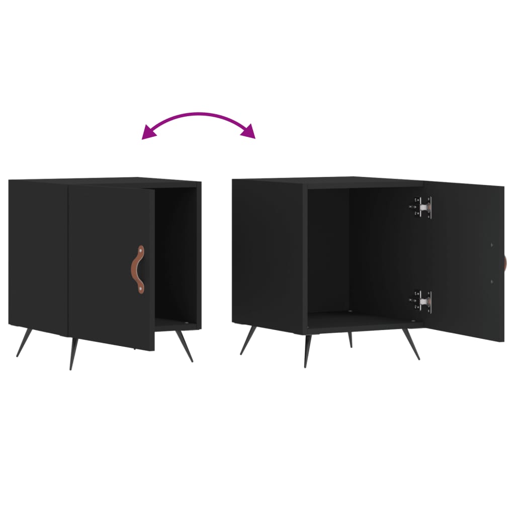 sengeborde 2 stk. 40x40x50 cm konstrueret træ sort