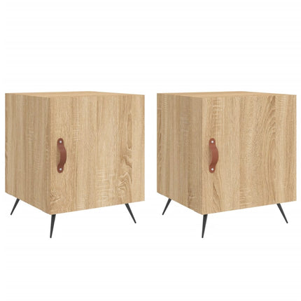 sengeborde 2 stk. 40x40x50 cm konstrueret træ sonoma-eg