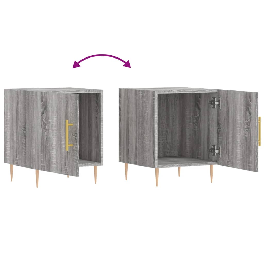 sengebord 40x40x50 cm konstrueret træ grå sonoma-eg