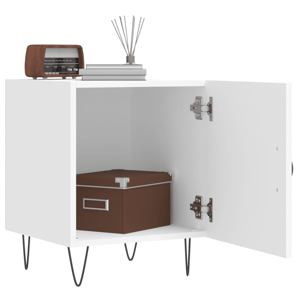 sengebord 40x40x50 cm konstrueret træ hvid