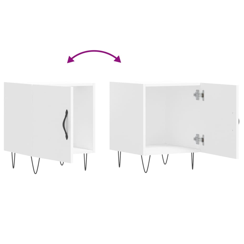 sengeborde 2 stk. 40x40x50 cm konstrueret træ hvid