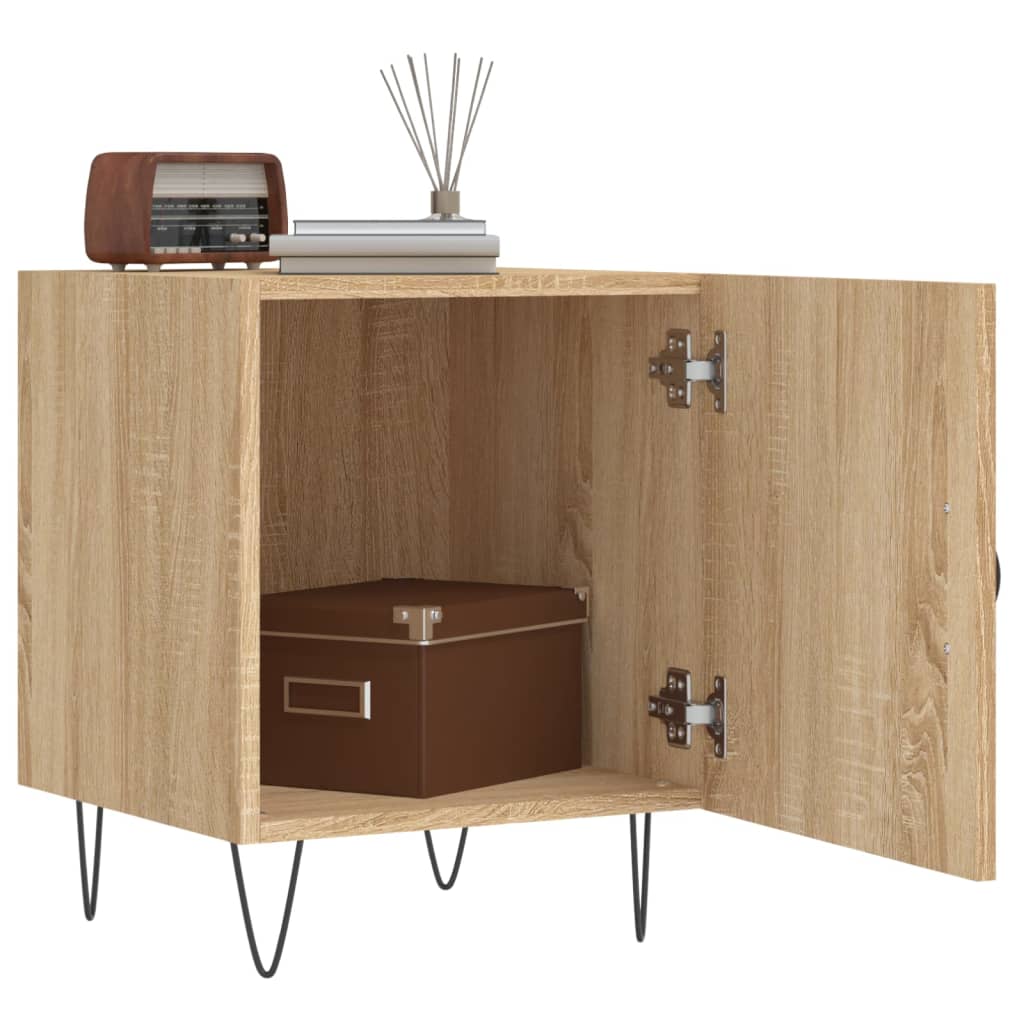 sengebord 40x40x50 cm konstrueret træ sonoma-eg