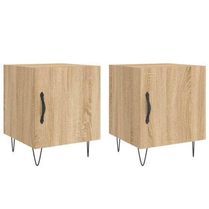 sengeborde 2 stk. 40x40x50 cm konstrueret træ sonoma-eg