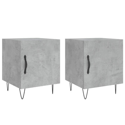 sengeborde 2 stk. 40x40x50 cm konstrueret træ betongrå