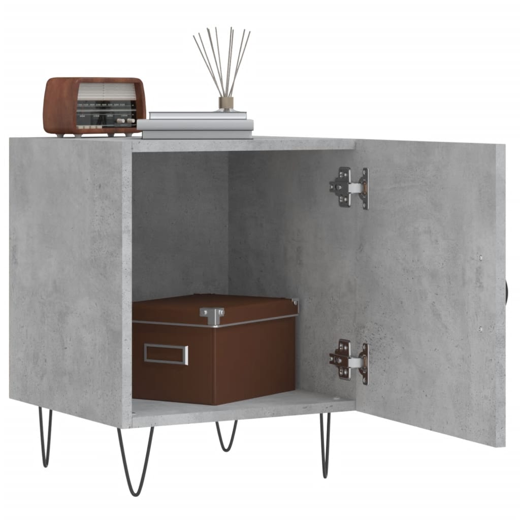 sengeborde 2 stk. 40x40x50 cm konstrueret træ betongrå