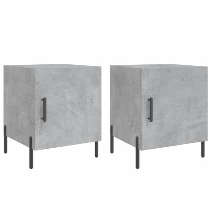 sengeborde 2 stk. 40x40x50 cm konstrueret træ betongrå