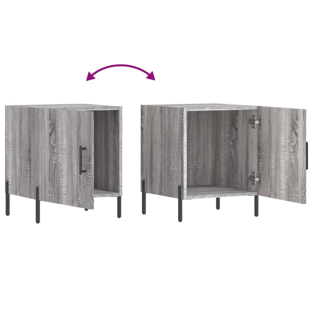 sengebord 40x40x50 cm konstrueret træ grå sonoma-eg