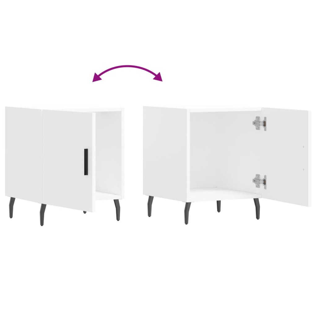 sengebord 40x40x50 cm konstrueret træ hvid