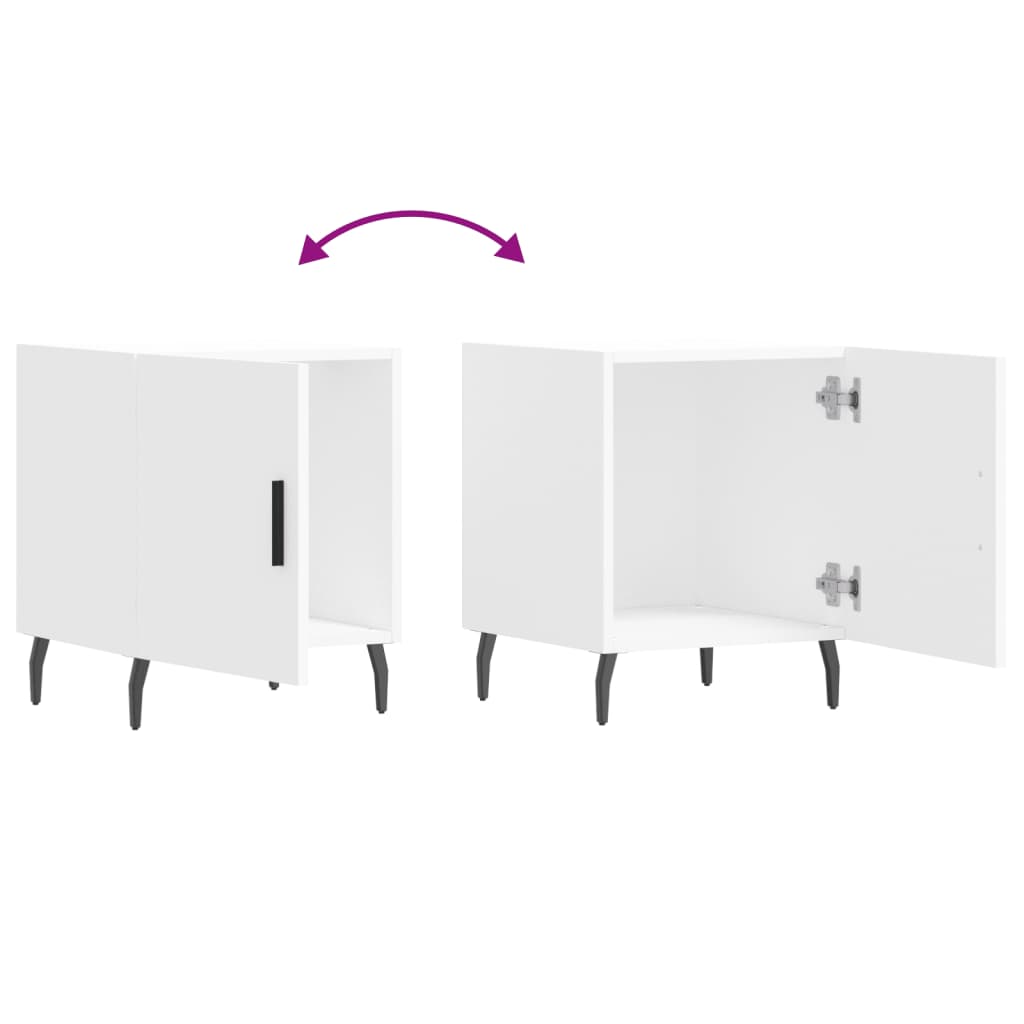 sengeborde 2 stk. 40x40x50 cm konstrueret træ hvid