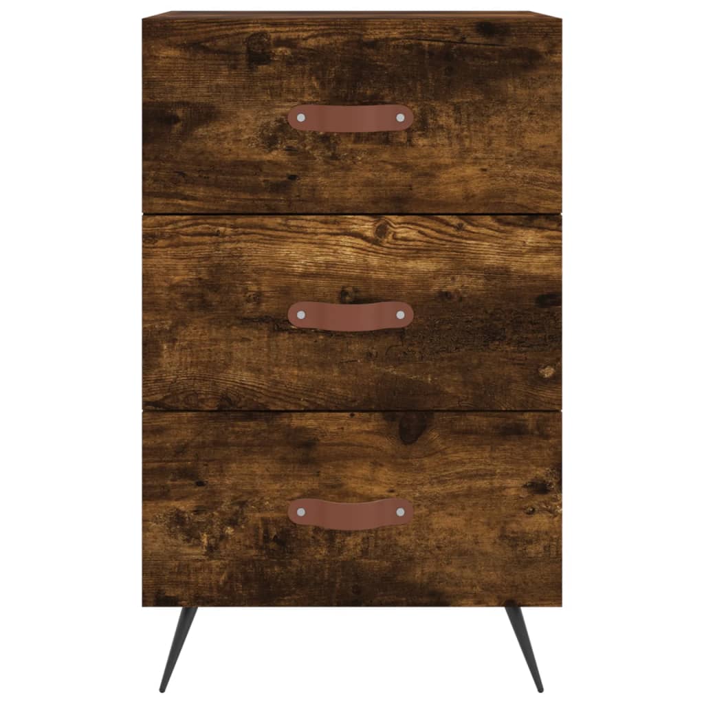 sengebord 40x40x66 cm konstrueret træ røget egetræsfarve