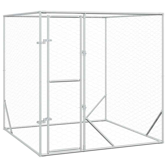 udendørs hundegård 2x2x2 m galvaniseret stål sølvfarvet