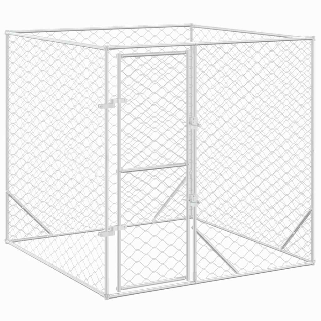 udendørs hundegård 2x2x2 m galvaniseret stål sølvfarvet