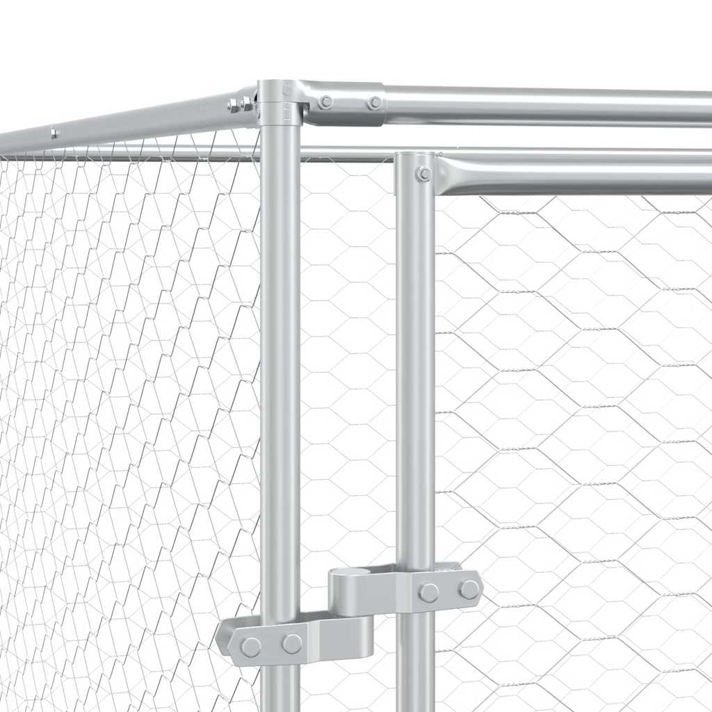 udendørs hundegård 2x2x2 m galvaniseret stål sølvfarvet