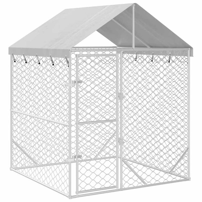 udendørs hundegård med tag 2x2x2,5 m galvaniseret stål sølv