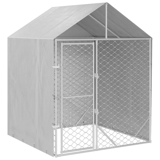 udendørs hundegård med tag 2x2x2,5 m galvaniseret stål sølv