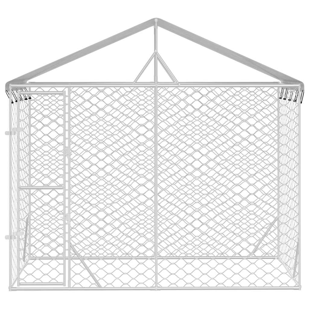 udendørs hundegård med tag 3x1,5x2,5 m galvaniseret stål sølv