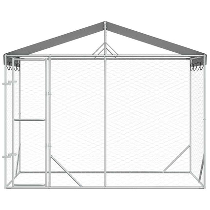 udendørs hundegård med tag 3x1,5x2,5 m galvaniseret stål sølv