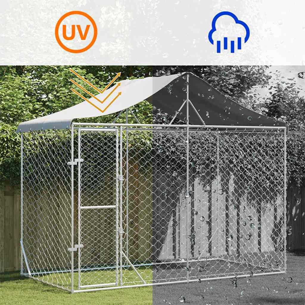 udendørs hundegård med tag 3x1,5x2,5 m galvaniseret stål sølv