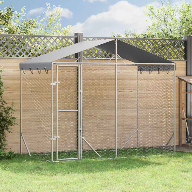 udendørs hundegård med tag 3x1,5x2,5 m galvaniseret stål sølv