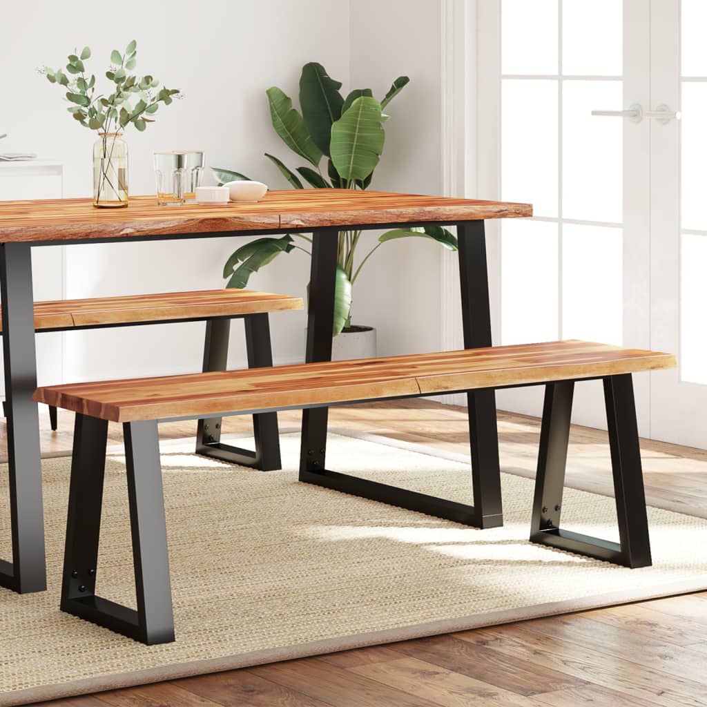 bænk med naturlig kant 140 cm massivt akacietræ billede