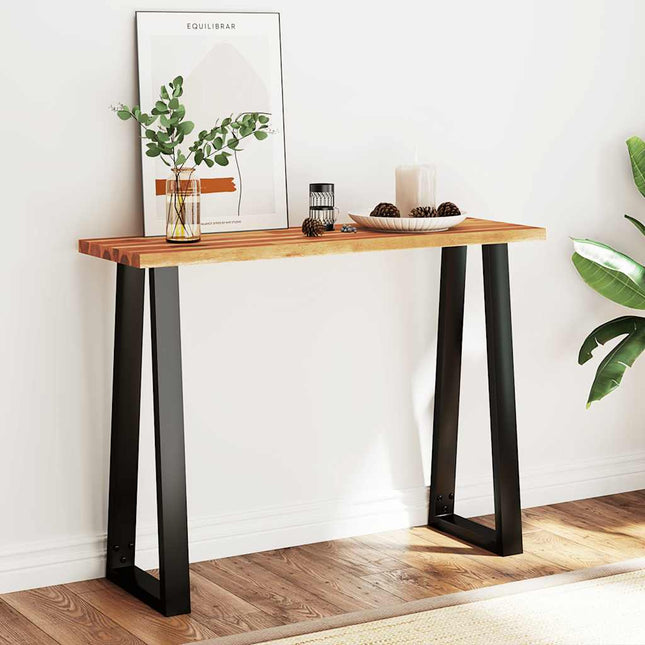 konsolbord med naturlig kant 110x35x80 cm massivt akacietræ