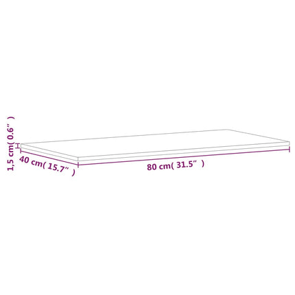 bordplade 80x40x1,5 cm rektangulær massivt bøgetræ