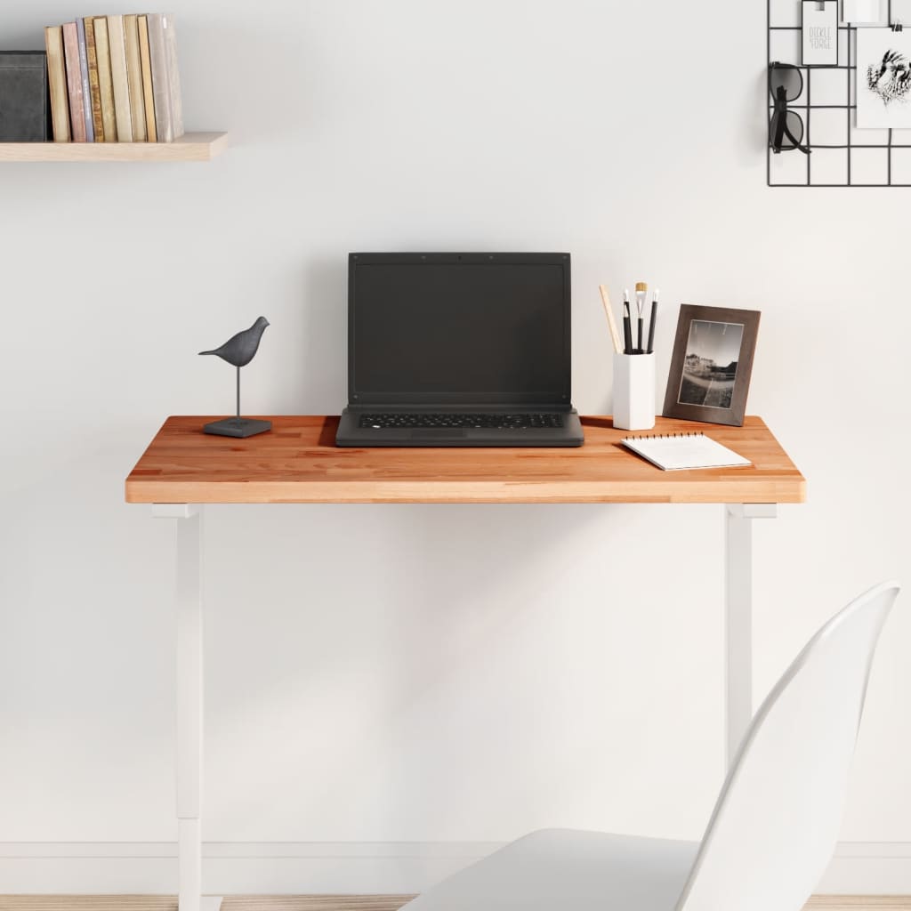 Bordplade 80 × 40 × 2,5 cm - rektangulær i massivt bøgetræ
