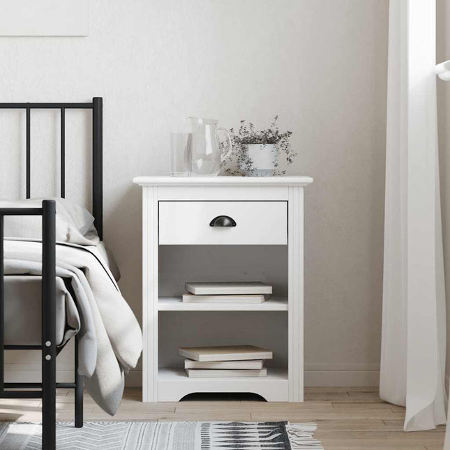 sengebord BODO 53x38,5x67 cm massivt fyrretræ hvid