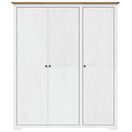 klædeskab BODO 146x53,5x173 cm massivt fyrretræ hvid og brun