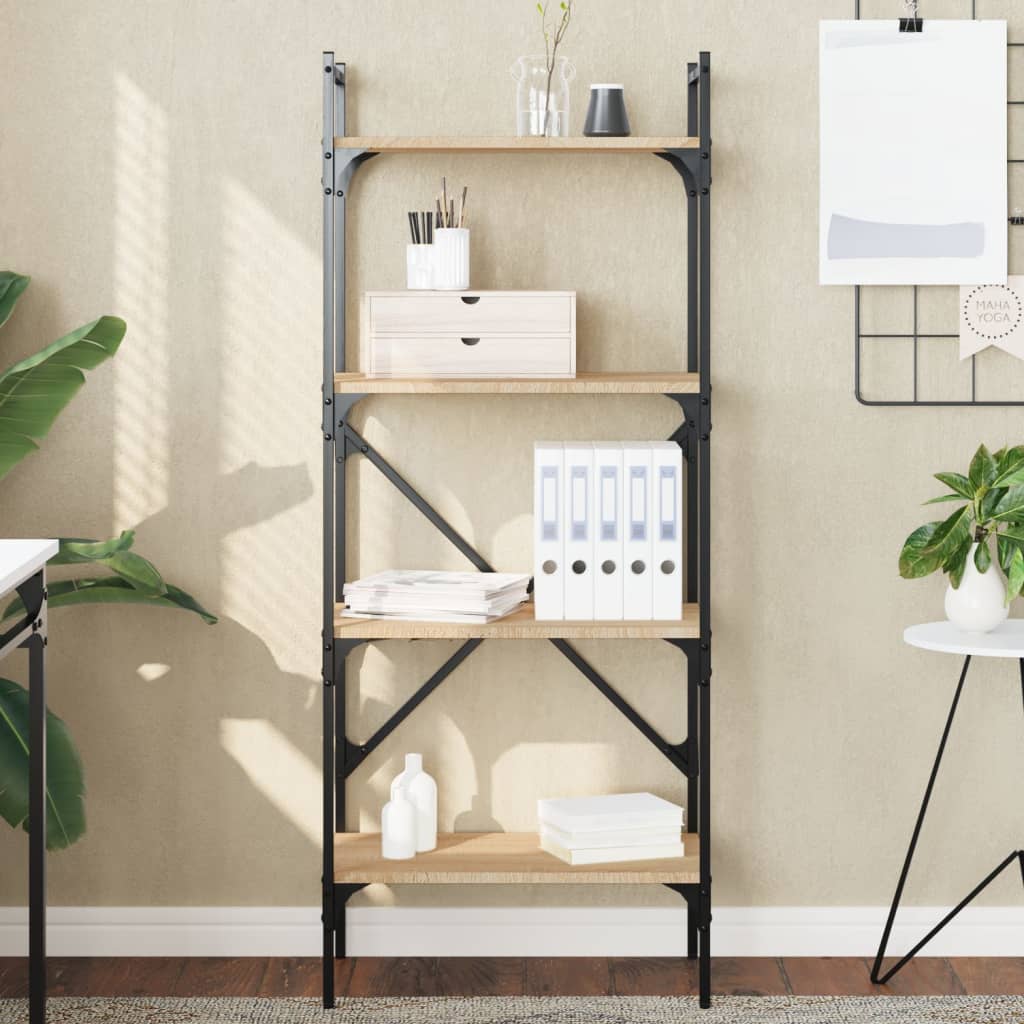 bogreol med 4 hylder 56x31,5x138,5 cm konstrueret træ sonoma-eg billede