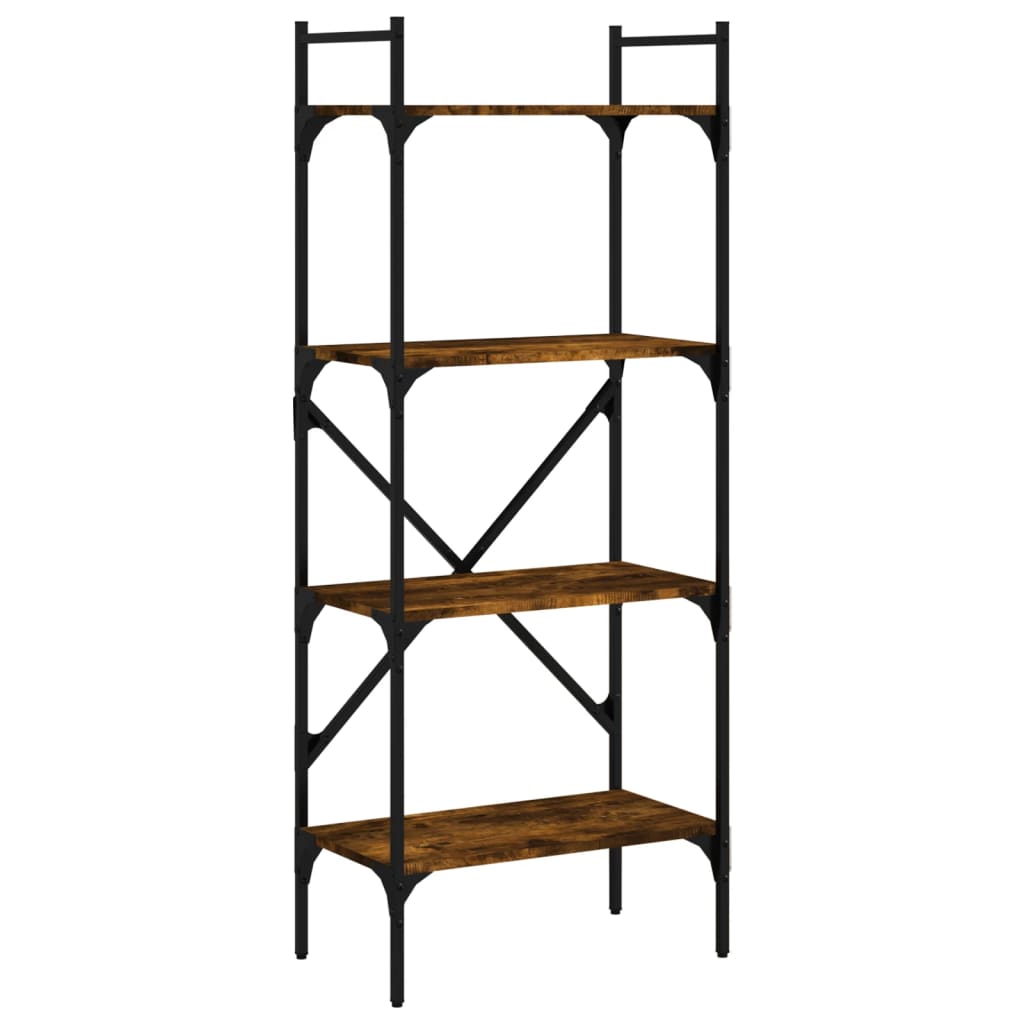 bogreol med 4 hylder 56x31,5x138,5 cm konstrueret træ røget eg billede