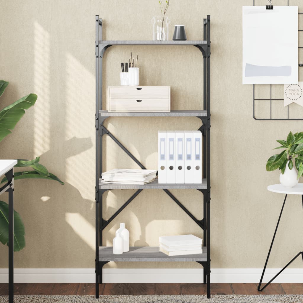 bogreol 56x31,5x138,5 cm 4 hylder konstrueret træ grå sonoma-eg billede