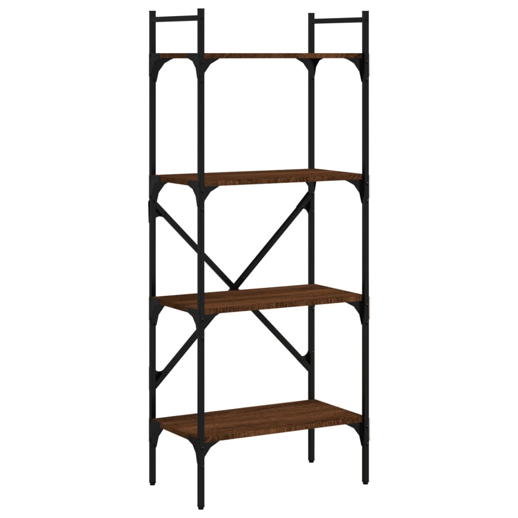 bogreol med 4 hylder 56x31,5x138,5 cm konstrueret træ brunt eg billede