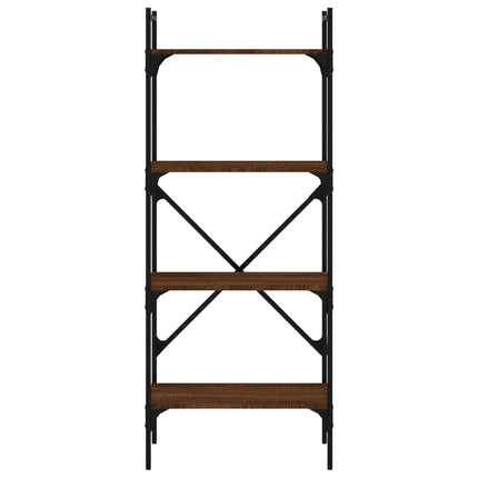 bogreol med 4 hylder 56x31,5x138,5 cm konstrueret træ brunt eg