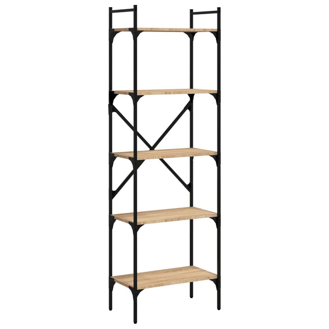 bogreol med 5 hylder 56x31,5x174 cm konstrueret træ sonoma-eg