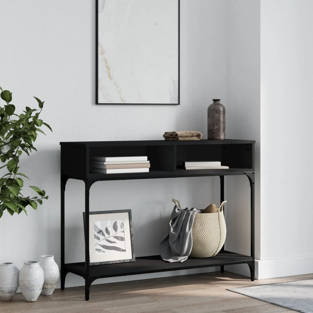 konsolbord 100x30,5x75 cm konstrueret træ sort