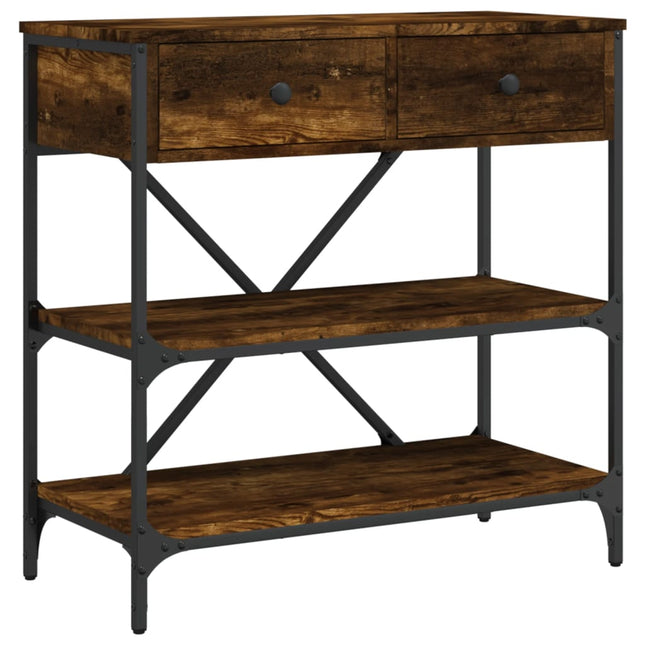 konsolbord 75x34,5x75 cm konstrueret træ røget egetræsfarve