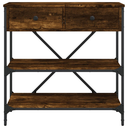 konsolbord 75x34,5x75 cm konstrueret træ røget egetræsfarve